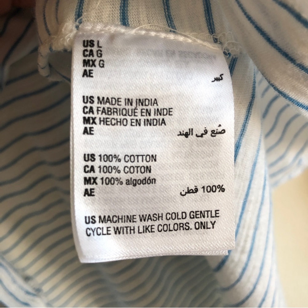 NWT Style & Co. Women’s White/Blue Striped Button Up Top (Size: L) - Picture 9 of 9